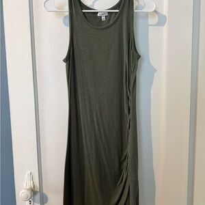 Olive Green Sleeveless Midi Dress